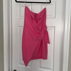 4SI3NNA pink strapless stretchy dress with back zipper